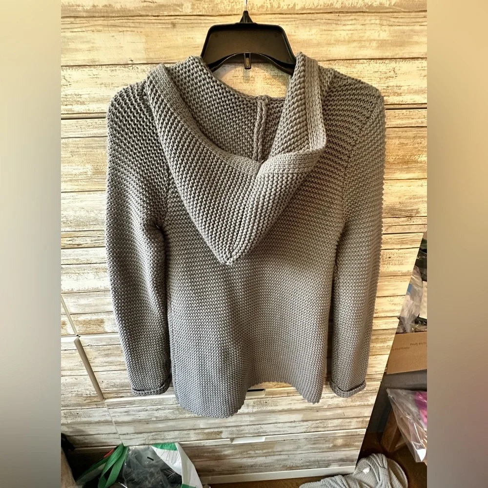 🩶 Crazy 8 Gray Hooded Toggle Knit Sweater Cardigan Kids L 10-12
